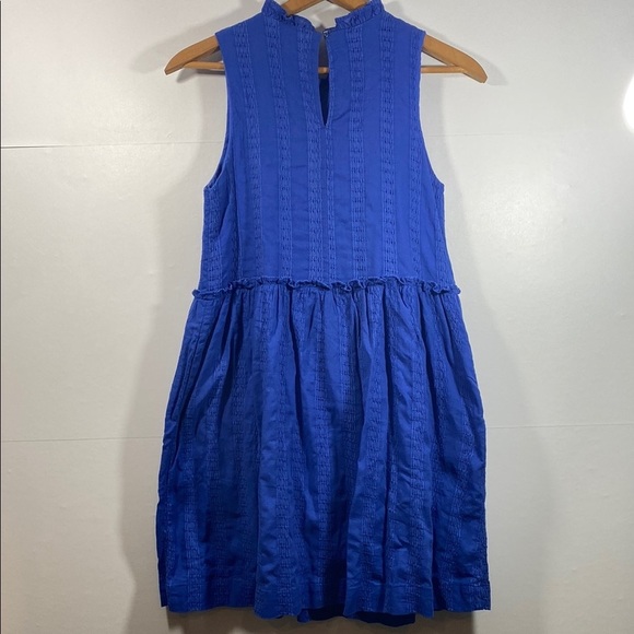 Draper James 100% Cotton Blue Pleated Textured Stripe Sundress - Picture 5 of 7